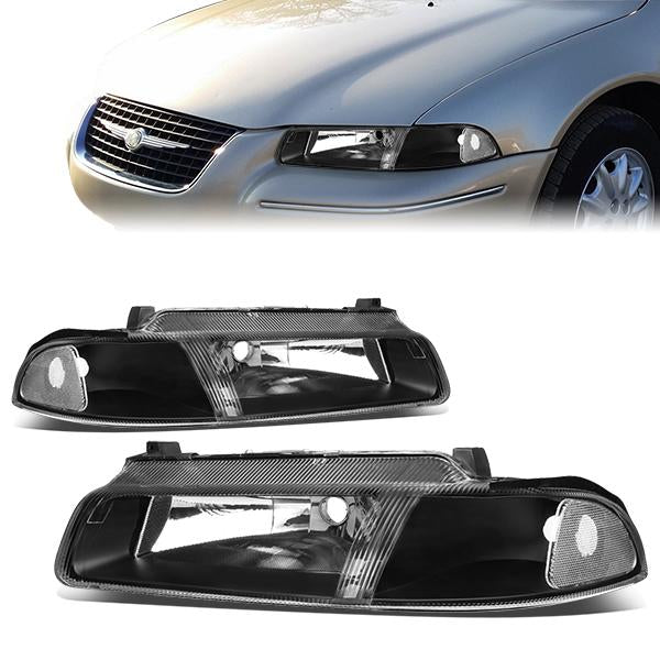 FAROS 95-00 CHRYSLER CIRRUS, DODGE STRATUS / 96-00 PLYMOUTH BREEZE - 2/4DR - OE STYLE - 9007 LOW BEAM / HIGH BEAM - BLACK HOUSING / CLEAR CORNER