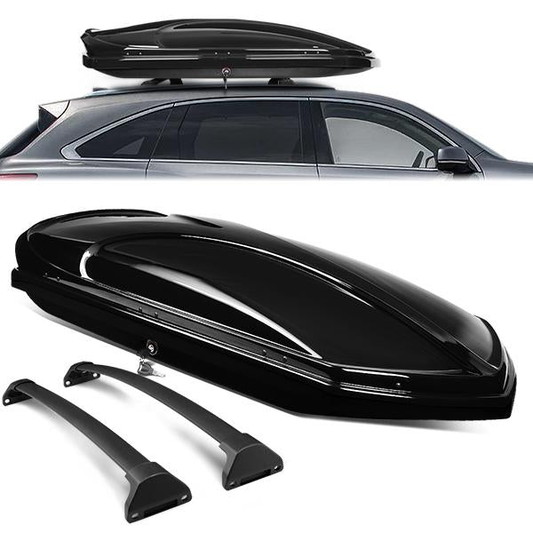 PORTAEQUIPAJE ROOF RACK CROSS BARS + CARGO ROOF BOX - 14-19 ACURA MDX - ONLY FITS WITH OEM ROOF RAILS - BLACK