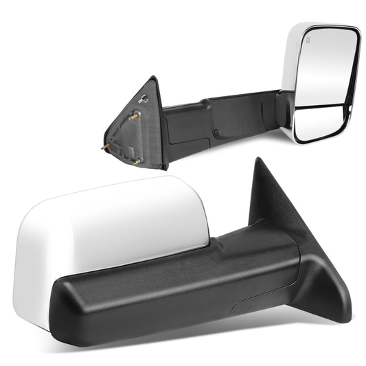 RETROVISORES EXTENDIBLES TOWING MIRROR - 09-16 DODGE RAM 1500 / 10-16 DODGE RAM 2500, 3500, 4500, 5500 - PAIR - POWERED, W/ HEATED - CHROME