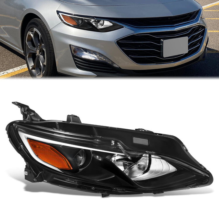 FAROS 19-21 CHEVY MALIBU - USES H7 HIGH / H1 LOW BEAM BULBS - FITS HALOGEN HEADLIGHT MODELS, NOT FOR FACTORY LED HEADLIGHTS - RIGHT - OE STYLE - BLACK
