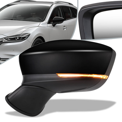 RETROVISOR MIRROR - OEM - 14-17 MAZDA 6 - POWERED - HEATED - W/ SIGNAL LIGHT - FOLDING - BLACK MATERIAL - LEFT