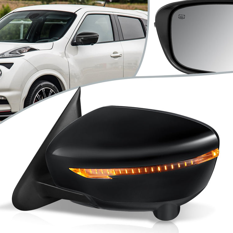 RETROVISOR MIRROR - OEM - 11-12 NISSAN JUKE - POWERED - HEATED - W/ SIGNAL LIGHT - W/ CAMERA - FOLDING - BLACK MATERIAL - LEFT