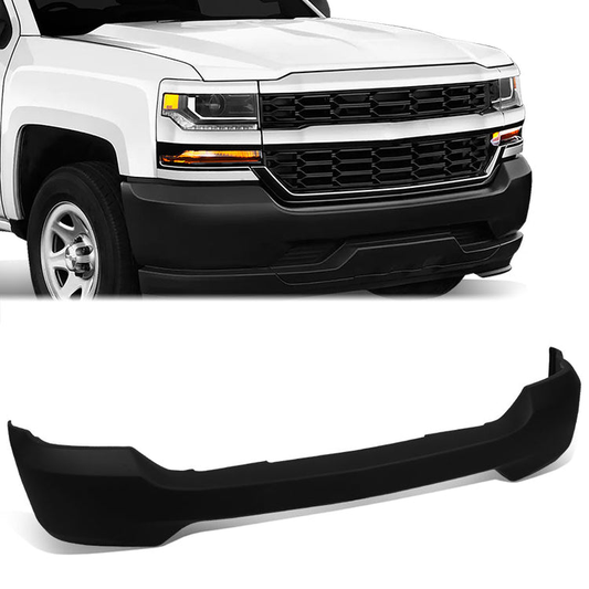 DEFENSA 16-18 CHEVY SILVERADO 1500 FRONT BUMPER FACE BAR - W/O FOG LIGHT CUT OUT, W/O SENSOR HOLE, BLACK