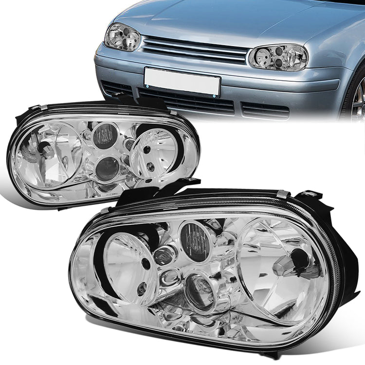 FAROS 99-06 VOLKSWAGEN GOLF / 99-02 VOLKSWAGEN CABRIO- H7 LOW BEAM / H1 HIGH BEAM / 2827 TURN SIGNAL - CHROME HOUSING
