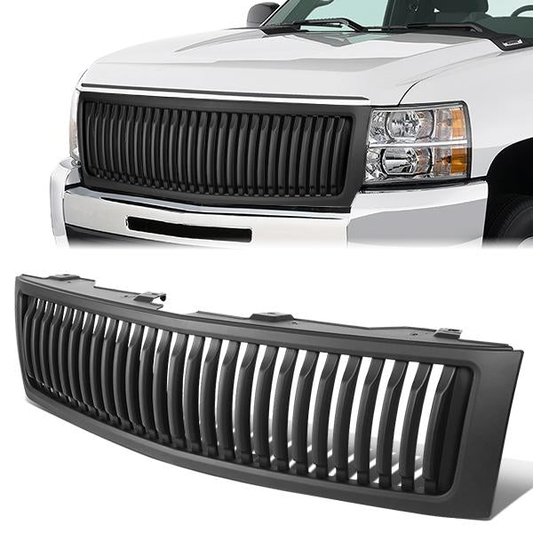 PARRILLA GRILLE - 07-13 CHEVY SILVERADO 1500 - BADGELESS FENCE - MATTE BLACK