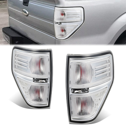 FAROS TRASEROS 09-14 FORD F-150 - CHROME/CLEAR LENS,WITH RED BULB,NO WIRE