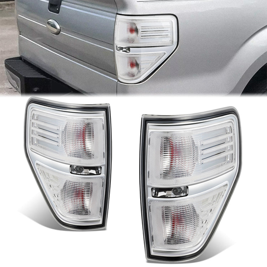 FAROS TRASEROS 09-14 FORD F-150 - CHROME/CLEAR LENS,WITH RED BULB,NO WIRE