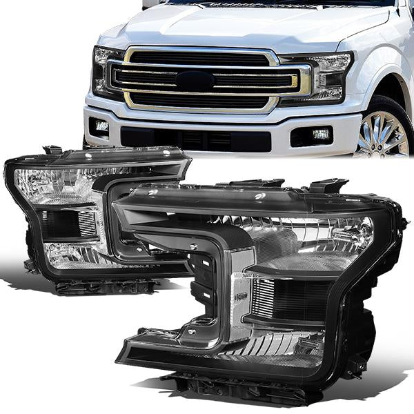 FAROS 18-19 FORD F-150 - FITS MODELS W/ HALOGEN HEADLIGHTS ONLY - H11 LOW BEAM / 9005 HIGH BEAM / 7444NA TURN SIGNAL - BLACK HOUSING / CLEAR CORNER