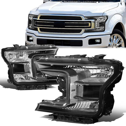 FAROS 18-19 FORD F-150 - FITS MODELS W/ HALOGEN HEADLIGHTS ONLY - H11 LOW BEAM / 9005 HIGH BEAM / 7444NA TURN SIGNAL - BLACK HOUSING / CLEAR CORNER