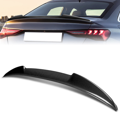 SPOILER CAR TRUNK SPOILER - 22-23 AUDI A3 / 22-23 AUDI A3 QUATTRO / 22-23 AUDI RS3 / 22-23 AUDI S3 - FITS SEDAN MODELS - CARBON FIBER BLACK
