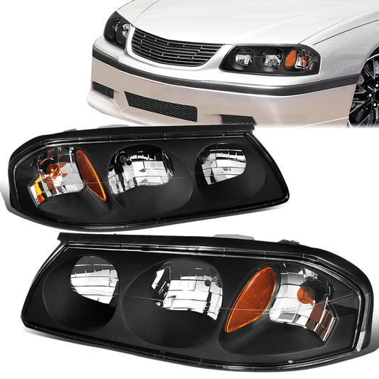 FAROS 00-05 CHEVY IMPALA 4-DOOR - BLACK HOUSING / AMBER CORNER - 9006 LOW BEAM / 9005 HIGH BEAM