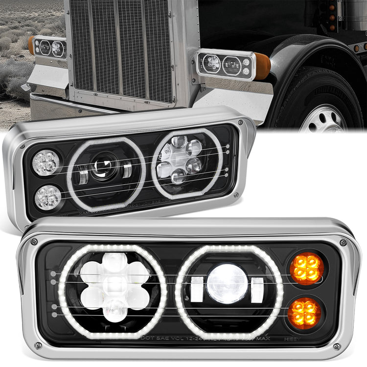 FAROS VOLVO VNL 18-23 / VOLVO VNR 18-23 / VOLVO VNL 300 18-20 / VOLVO VNL 400 18-20 / VOLVO VNL 740 18-20 / VOLVO VNL 760 18-20 / VOLVO VNL 860 18-20 / VOLVO VNR 300 18-20 / VOLVO VNR 400 18-20 / VOLVO VNR 640 18-20 - WHITE HALO RING - BLACK