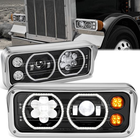 FAROS VOLVO VNL 18-23 / VOLVO VNR 18-23 / VOLVO VNL 300 18-20 / VOLVO VNL 400 18-20 / VOLVO VNL 740 18-20 / VOLVO VNL 760 18-20 / VOLVO VNL 860 18-20 / VOLVO VNR 300 18-20 / VOLVO VNR 400 18-20 / VOLVO VNR 640 18-20 - WHITE HALO RING - BLACK