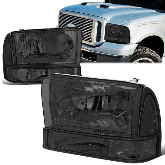 FAROS 99-04 FORD SUPER DUTY F-250, F-350, F-450, F-550 2/4-DR - 4PC - 9007 LOW BEAM / HIGH BEAM / 3157A TURN SIGNAL - SMOKE HOUSING / CLEAR CORNER