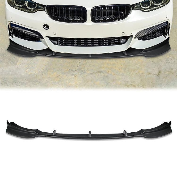 LIP FRONTAL 14-16 BMW 428I / 15-16 428I GRAN COUPE / 17-19 430I / 18-19 430I GRAN COUPE - FITS SPORT, M-SPORT MODEL ONLY - REQUIRES DRILLING BUMPER FOR INSTALLATION - 3PC - MATTE BLACK
