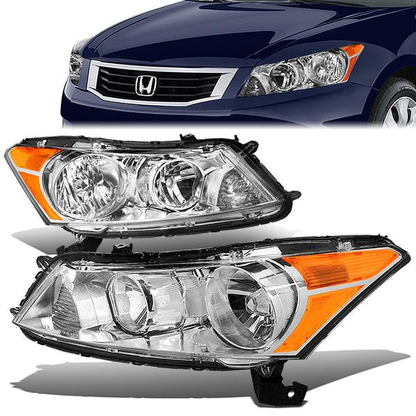 FAROS 08-12 HONDA ACCORD 4-DOOR - 9006 LOW BEAM / 9005 HIGH BEAM - CHROME HOUSING / AMBER CORNER