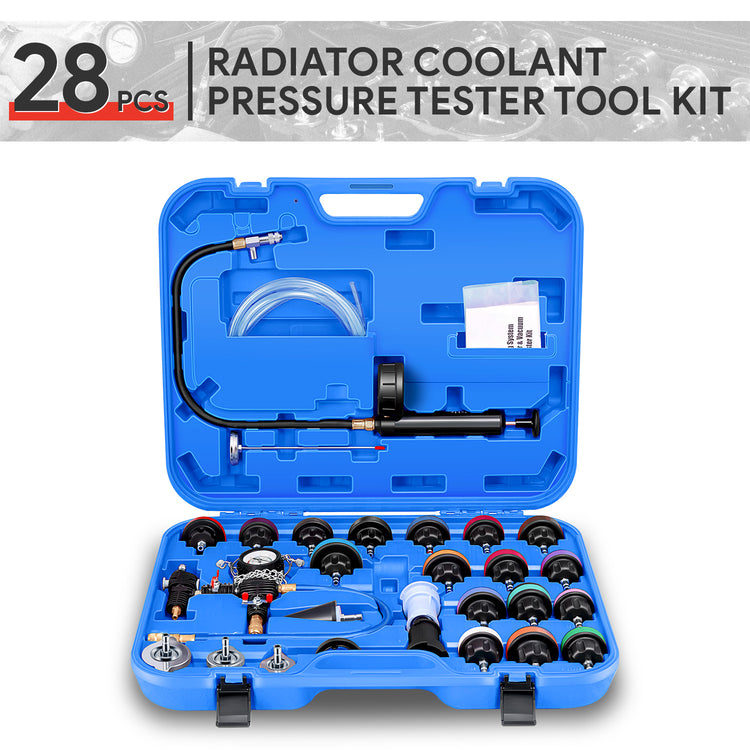 HERRAMIENTAS 28PC - COOLING SYSTEM PRESSURE TESTER & VACUUM PURGE MASTER KIT - COLOR BLUE