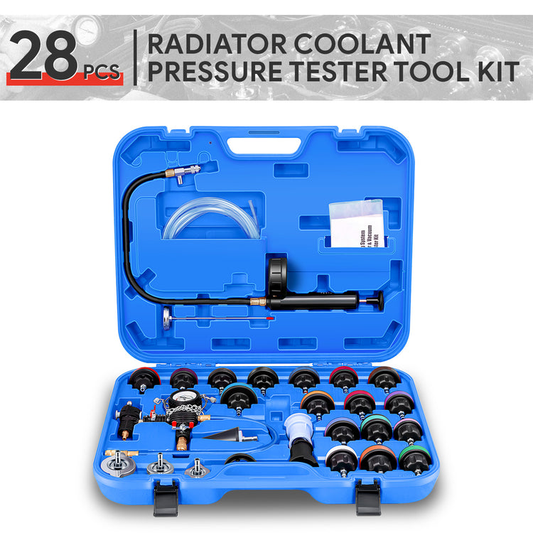 HERRAMIENTAS 28PC - COOLING SYSTEM PRESSURE TESTER & VACUUM PURGE MASTER KIT - COLOR BLUE