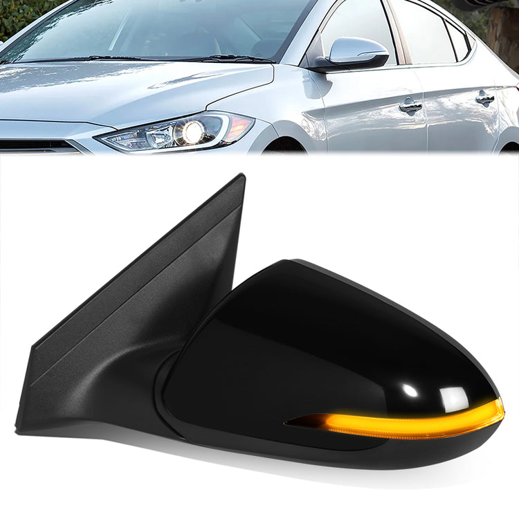 RETROVISOR MIRROR - OE STYLE - HYUNDAI ELANTRA 2017-2018 - WITH MEMORY WITH HEATED GLASS WITH TURN SIGNAL WITH BLIND SPOT KOREA BUILT - DRIVER LEFT SIDE - BLACK