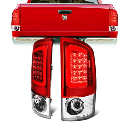 FAROS TRASEROS 07-08 DODGE RAM 1500 / 07-09 DODGE RAM 2500 , 3500 - C-BAR - 3D - U-HALO LED - CHROME / RED
