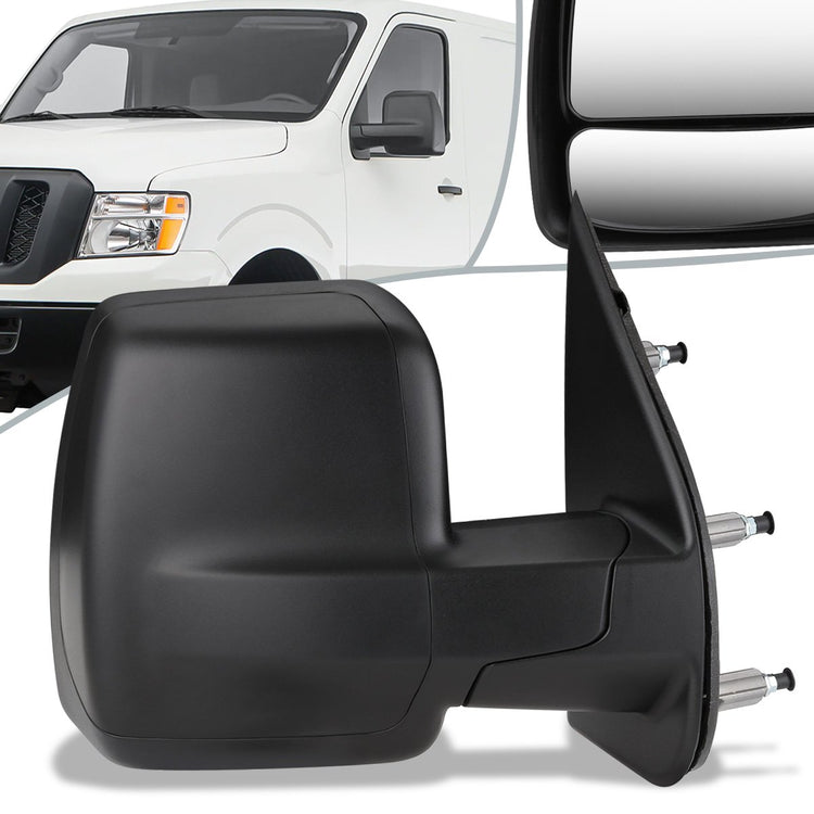 RETROVISOR MIRROR - OEM - 12-18 NISSAN CARGO VAN - POWERED - FOLDING - W/ DUAL GLASS - TEXTURED - BLACK - RIGHT