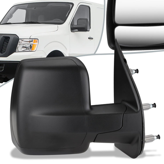 RETROVISOR MIRROR - OEM - 12-18 NISSAN CARGO VAN - POWERED - FOLDING - W/ DUAL GLASS - TEXTURED - BLACK - RIGHT