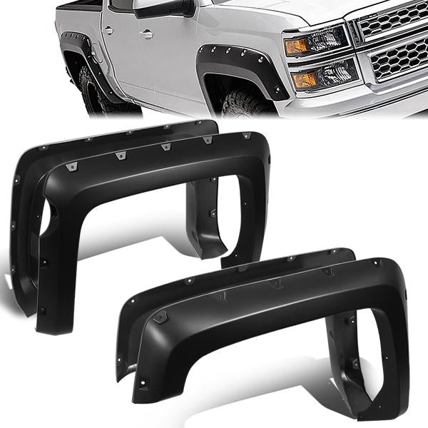 nan WHEEL FLARES - 14-19 CHEVY SILVERADO 1500 - POCKET-RIVETED STYLE - FITS FLEETSIDE MODELS WITH 5.8" BED - TEXTURED - MATTE BLACK