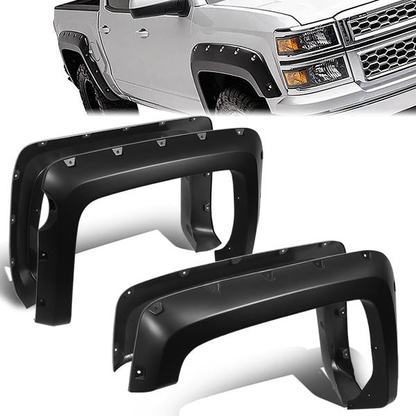 nan WHEEL FLARES - 14-19 CHEVY SILVERADO 1500 - POCKET-RIVETED STYLE - FITS FLEETSIDE MODELS WITH 5.8" BED - TEXTURED - MATTE BLACK