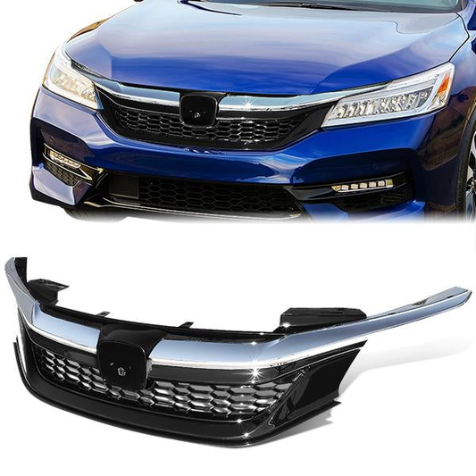 PARRILLA GRILLE - 16-17 HONDA ACCORD 4-DR - HONEYCOMB MESH - BLACK / CHROME TRIM