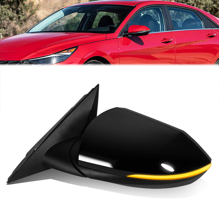 RETROVISOR MIRROR - OE STYLE - HYUNDAI ELANTRA 2021-2023 - WITH POWER WITH HEATED GLASS WITH TURN SIGNAL U.S BUILT - DRIVER LEFT SIDE - BLACK