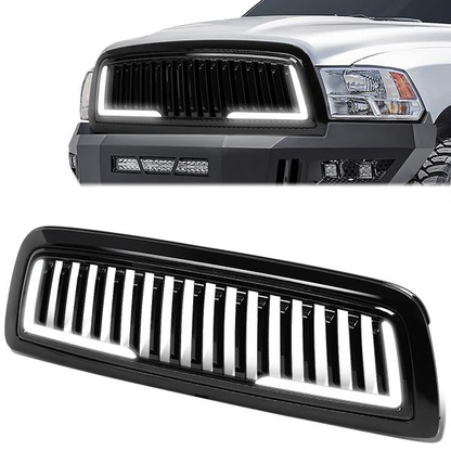 PARRILLA GRILLE - 09-12 DODGE RAM 1500 - VERTICAL FENCE STYLE - W/ LED DRL LIGHT - LED'S REQUIRE WIRING INTO EXISTING LIGHTING - BLACK