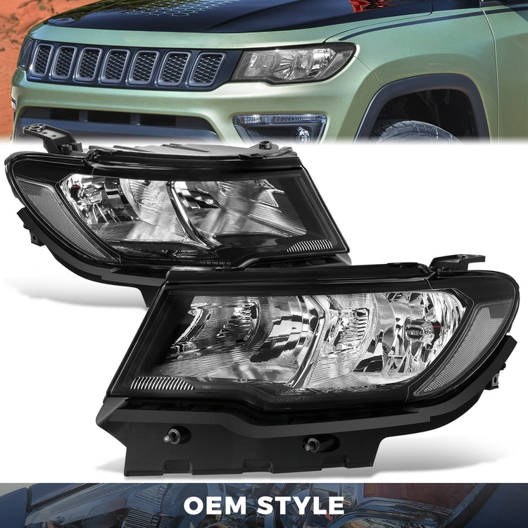 FAROS OE STYLE - 17-21 JEEP COMPASS - BLACK HOUSING - CLEAR REFLECTOR