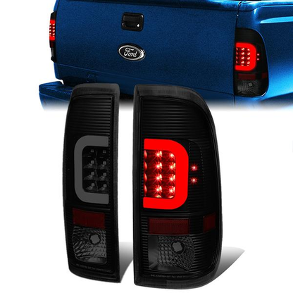 FAROS TRASEROS 08-16 FORD F-250, F-350, F-450, F-550 - SUPER DUTY / 09-16 FORD F-350, F-450 / 15-16 FORD F-550 - C-BAR - 3D - LED - BLACK / SMOKE