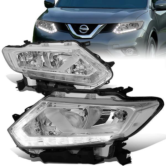 FAROS 14-16 NISSAN ROGUE - ONLY FITS MODELS W/ HALOGEN HEADLIGHTS - H11 LOW BEAM / H9 HIGH BEAM - CHROME HOUSING / CLEAR CORNER