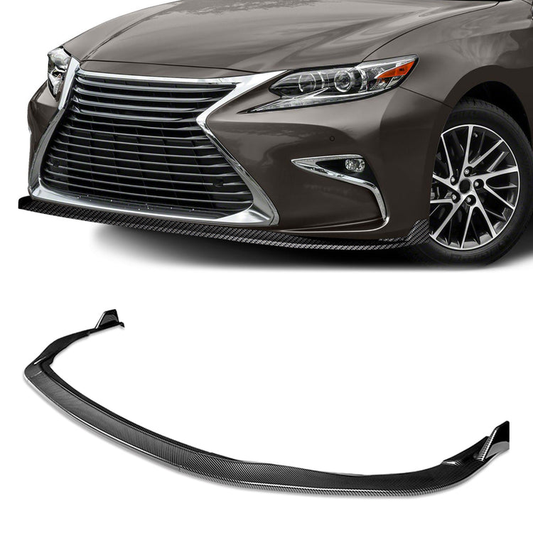 LIP FRONTAL 16-18 LEXUS ES300H, ES350 - REQUIRES DRILLING BUMPER FOR INSTALLATION - 3PC - CARBON FIBER LOOK