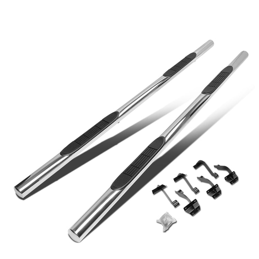 ESTRIBOS 3" - ROUND - STRAIGHT - 15-18 FORD F-150 / 17-18 F-250, F-350 - SUPER CREW CAB - SILVER