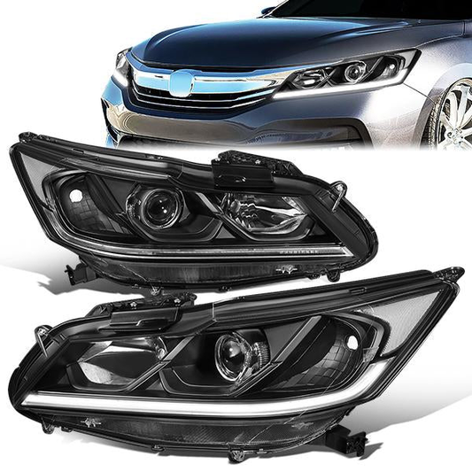 FAROS 16-17 HONDA ACCORD SEDAN - FITS EX, EX-L, SE SPORT MODELS WITH HALOGEN HEADLIGHTS & LED DRL - PROJECTOR - H11 LOW / 9005 HIGH / 7444NA SIGNAL - BLACK HOUSING / CLEAR CORNER