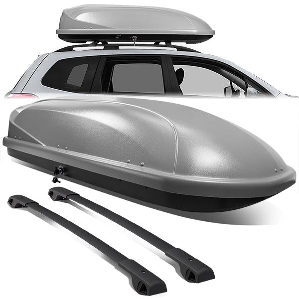 PORTAEQUIPAJE ROOF RACK CROSS BARS + CARGO ROOF BOX - 14-18 SUBARU FORESTER - MOUNTS ONTO OEM ROOF RAILS - GRAY