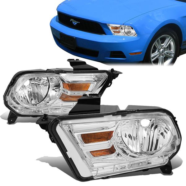 FAROS 10-14 FORD MUSTANG 2-DOOR - H13 LOW BEAM / HIGH BEAM - CHROME HOUSING / AMBER CORNER