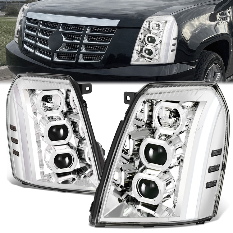 FAROS 07-14 CADILLAC ESCALADE / 07-14 CADILLAC ESCALADE ESV / 07-13 CADILLAC ESCALADE EXT - PROJECTOR HOUSING - H7 / H1 - CHROME HOUSING / CLEAR CORNER
