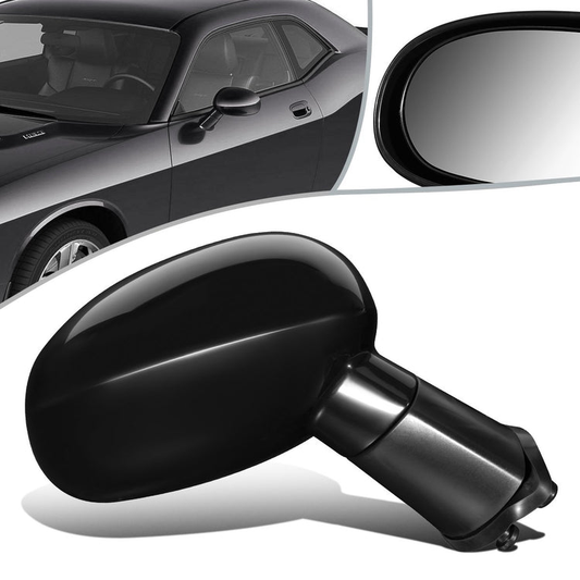 RETROVISOR MIRROR - OEM - 08-14 DODGE CHALLENGER - POWER MIRROR ADJUSTMENT - HEATED - FOLDING - W/O TURN SIGNAL OR PUDDLE LAMP - PAINTABLE - BLACK - RIGHT
