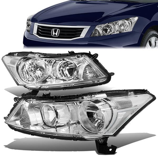 FAROS 08-12 HONDA ACCORD 4-DOOR - 9006 LOW BEAM / 9005 HIGH BEAM - CHROME HOUSING / CLEAR CORNER