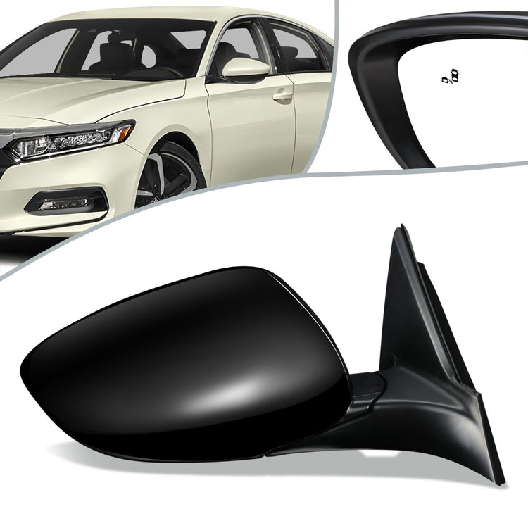 RETROVISOR MIRROR - OEM - 16-17 HONDA ACCORD 4-DR - POWERED - HEATED - W/ BSD - FOLDING - BLACK MATERIAL - RIGHT