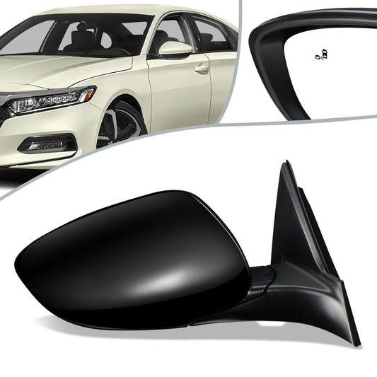 RETROVISOR MIRROR - OEM - 16-17 HONDA ACCORD 4-DR - POWERED - HEATED - W/ BSD - FOLDING - BLACK MATERIAL - RIGHT