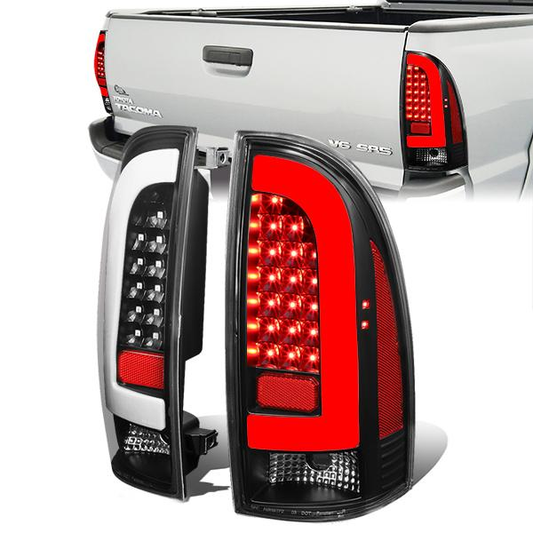 FAROS TRASEROS 05-15 TOYOTA TACOMA - L-BAR - 3D - LED - BLACK / CLEAR