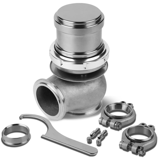 VALVULA DE ALIVIO WASTEGATE - 45MM - CAST STEEL - TALL - V-BAND - 14PSI - SILVER