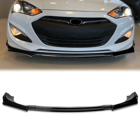 LIP FRONTAL 13-16 HYUNDAI GENESIS COUPE - REQUIRES DRILLING BUMPER FOR INSTALLATION - 3PC - PAINTED GLOSS BLACK