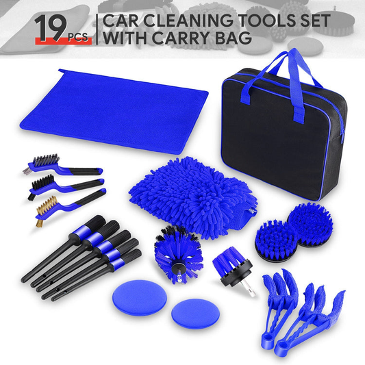 HERRAMIENTAS 19PCS - CAR BRUSH SET - BLUE