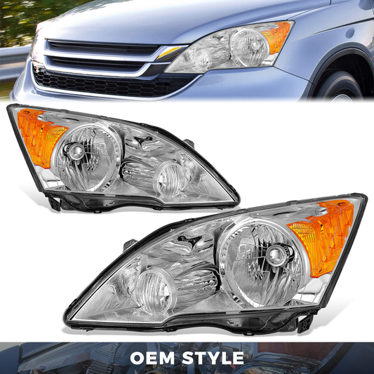FAROS 07-11 HONDA CRV - H4 HIGH & LOW BEAM / 7440A SIGNAL / 168NA MARKER - CHROME HOUSING / AMBER CORNER