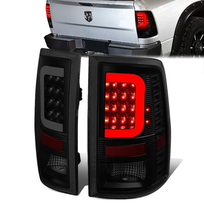 FAROS TRASEROS 09-17 DODGE RAM 1500 / 10-17 DODGE RAM 2500 , 3500 - L-BAR - 3D - LED - BLACK / SMOKE
